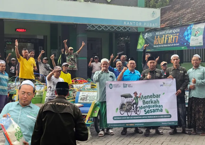 UGT Peduli dan LAZ Sidogiri Salurkan Bantuan Sosial untuk Tukang Becak di Area Sidogiri